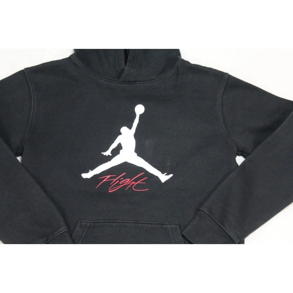 Jordan Boy Black Sweater Hooded Long Sleeve Casual Size Large